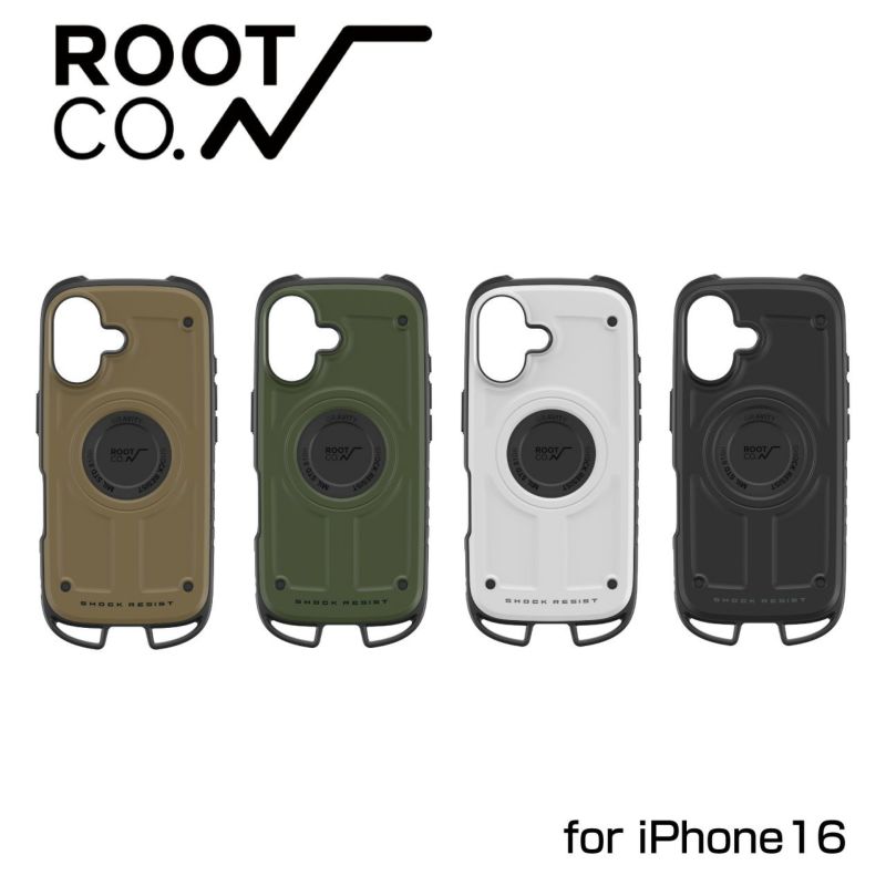 ROOT CO. ルートコー iPhone16専用 GRAVITY Shock Resist Case Rugged. iPhoneケース ブラック  ホワイト カーキ コヨーテ | BARONESS OUTDOOR（バロネスアウトドア）