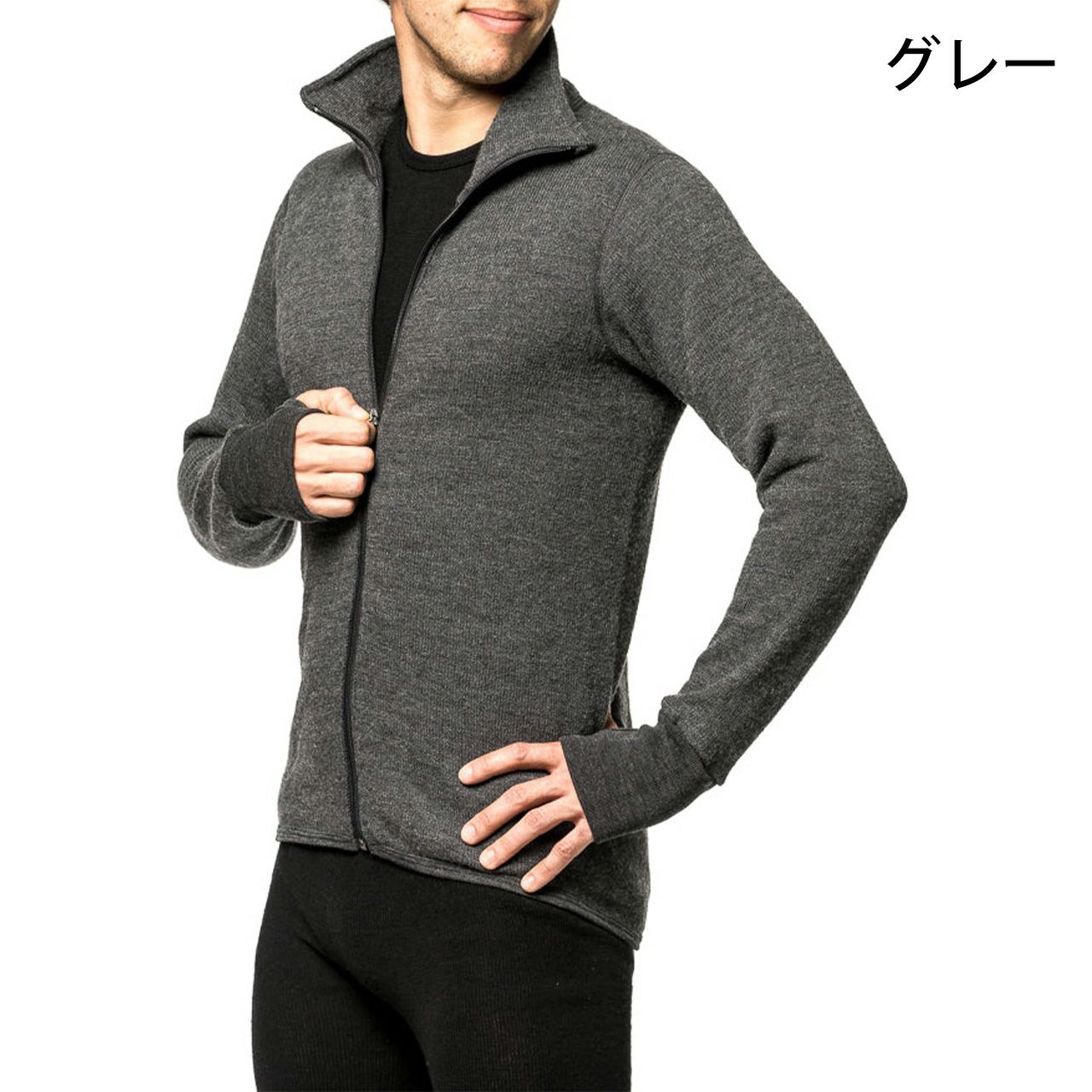 WOOLPOWER フルジップ ニットジャケット ブラック Mサイズ 楽天市場